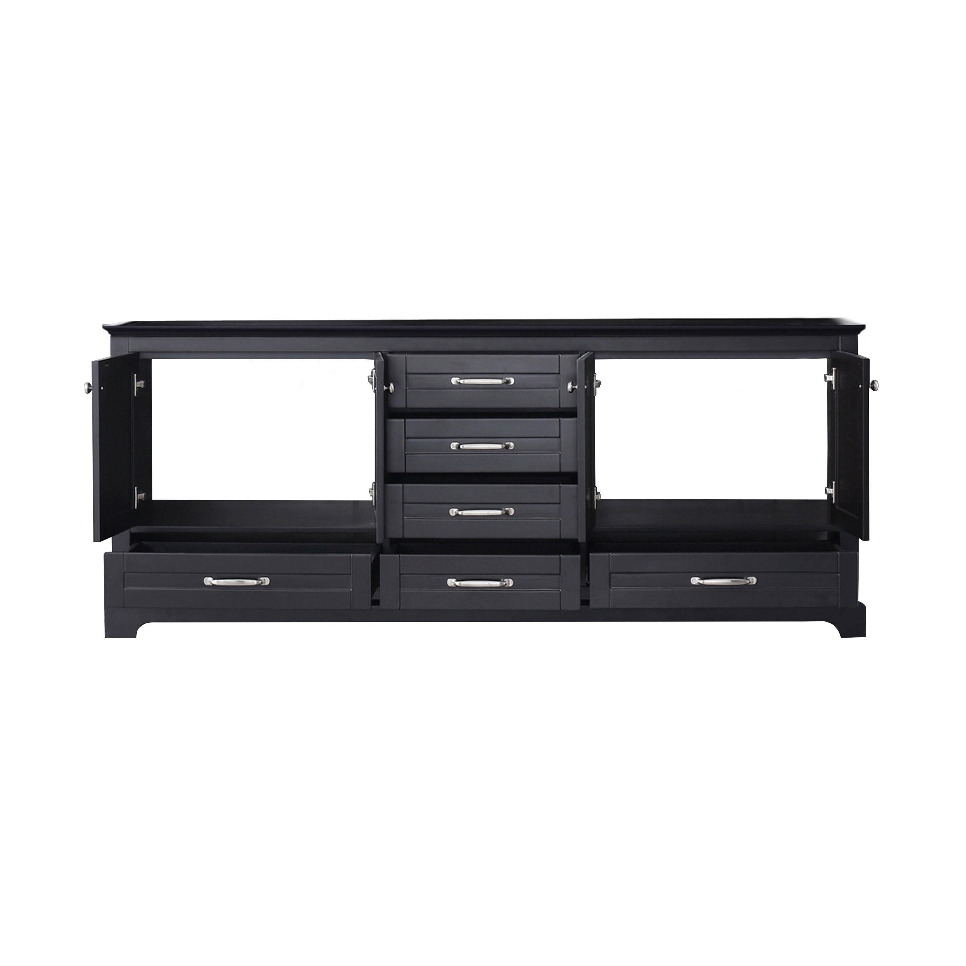 Dukes 80" White, Dark Grey, Navy Blue or Espresso Double Vanity, Available with White Carrara Marble Top, White Square Sink, 30" LED Mirror and Faucet - The Bath Vanities