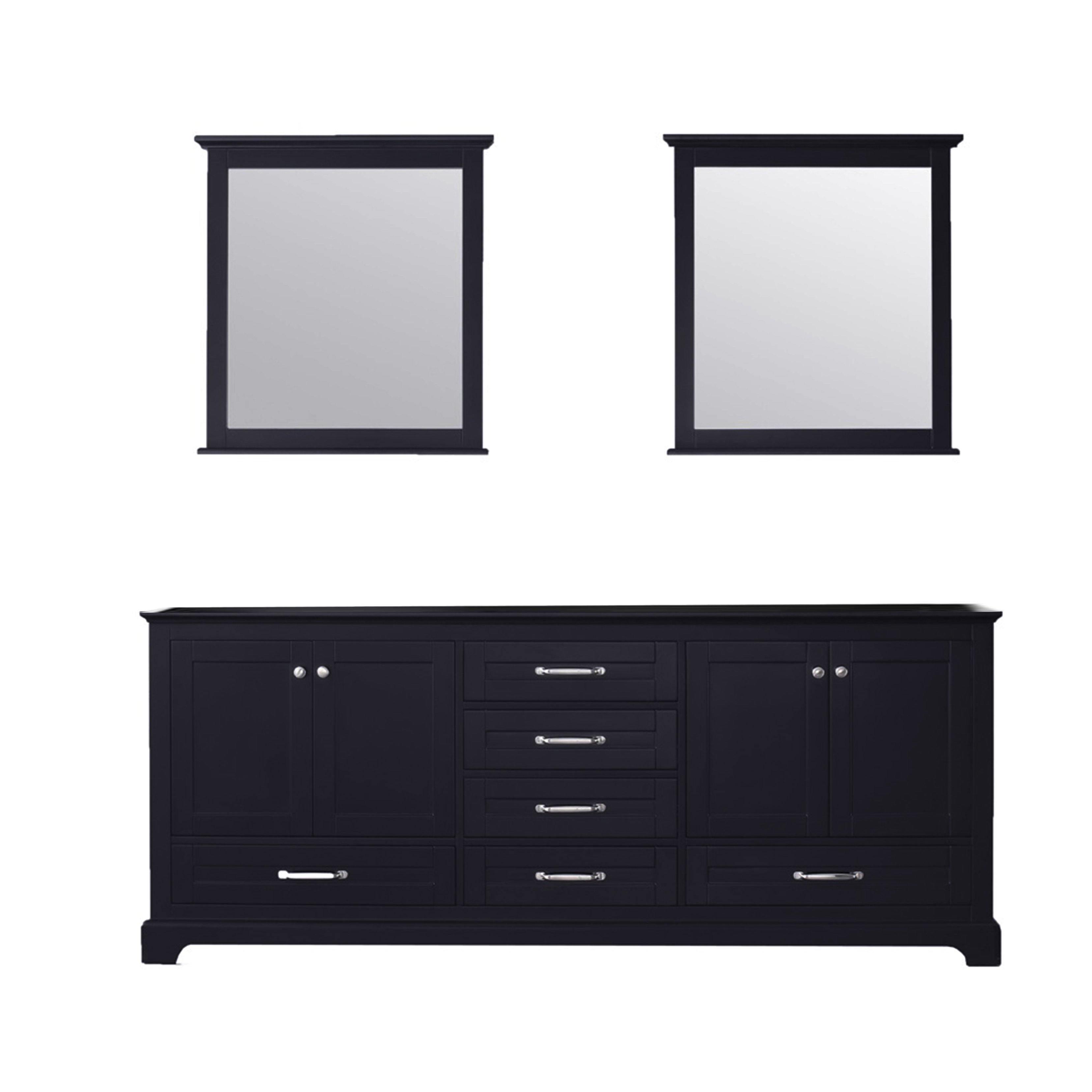 Dukes 80" White, Dark Grey, Navy Blue or Espresso Double Vanity, Available with White Carrara Marble Top, White Square Sink, 30" LED Mirror and Faucet - The Bath Vanities