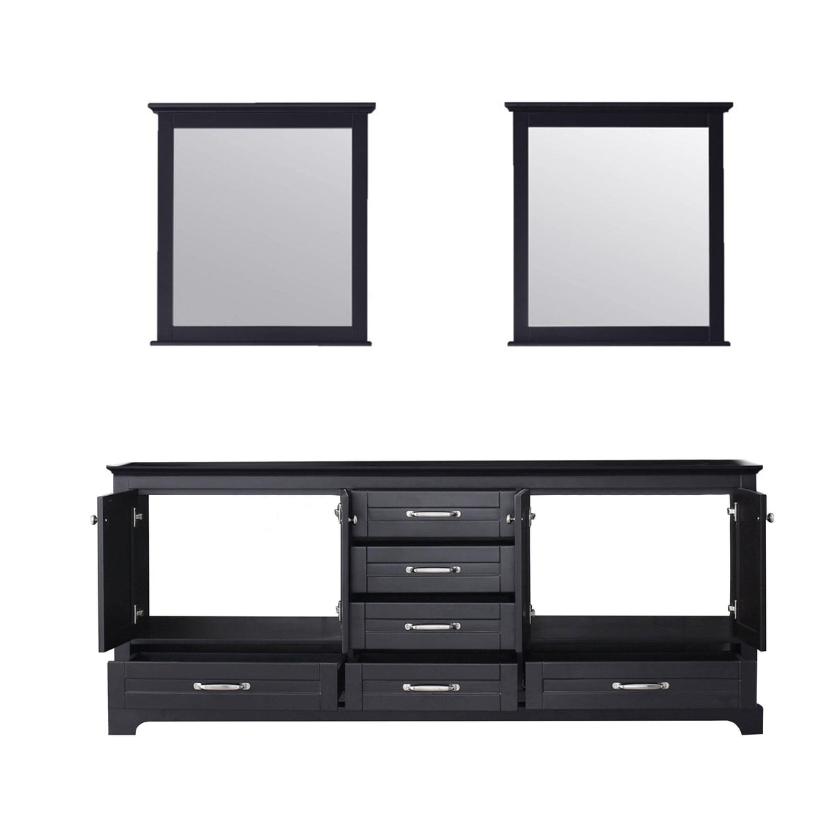 Dukes 80" White, Dark Grey, Navy Blue or Espresso Double Vanity, Available with White Carrara Marble Top, White Square Sink, 30" LED Mirror and Faucet - The Bath Vanities