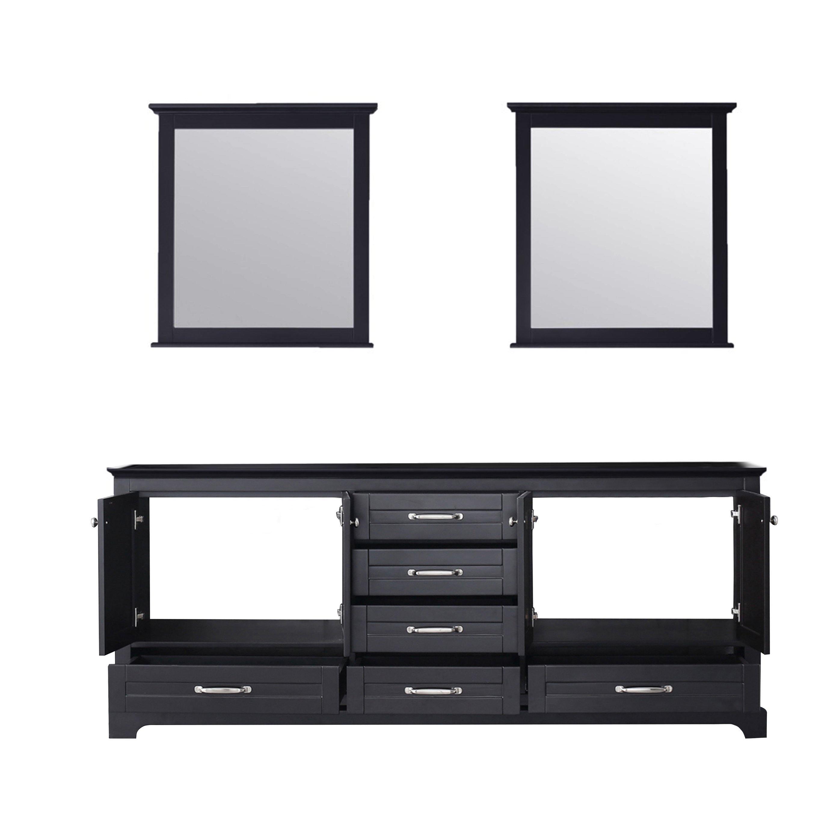 Dukes 80" White, Dark Grey, Navy Blue or Espresso Double Vanity, Available with White Carrara Marble Top, White Square Sink, 30" LED Mirror and Faucet - The Bath Vanities