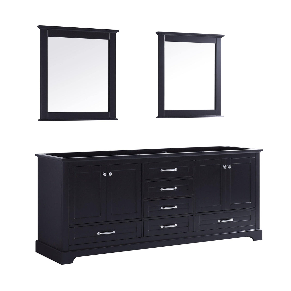 Dukes 80" White, Dark Grey, Navy Blue or Espresso Double Vanity, Available with White Carrara Marble Top, White Square Sink, 30" LED Mirror and Faucet - The Bath Vanities