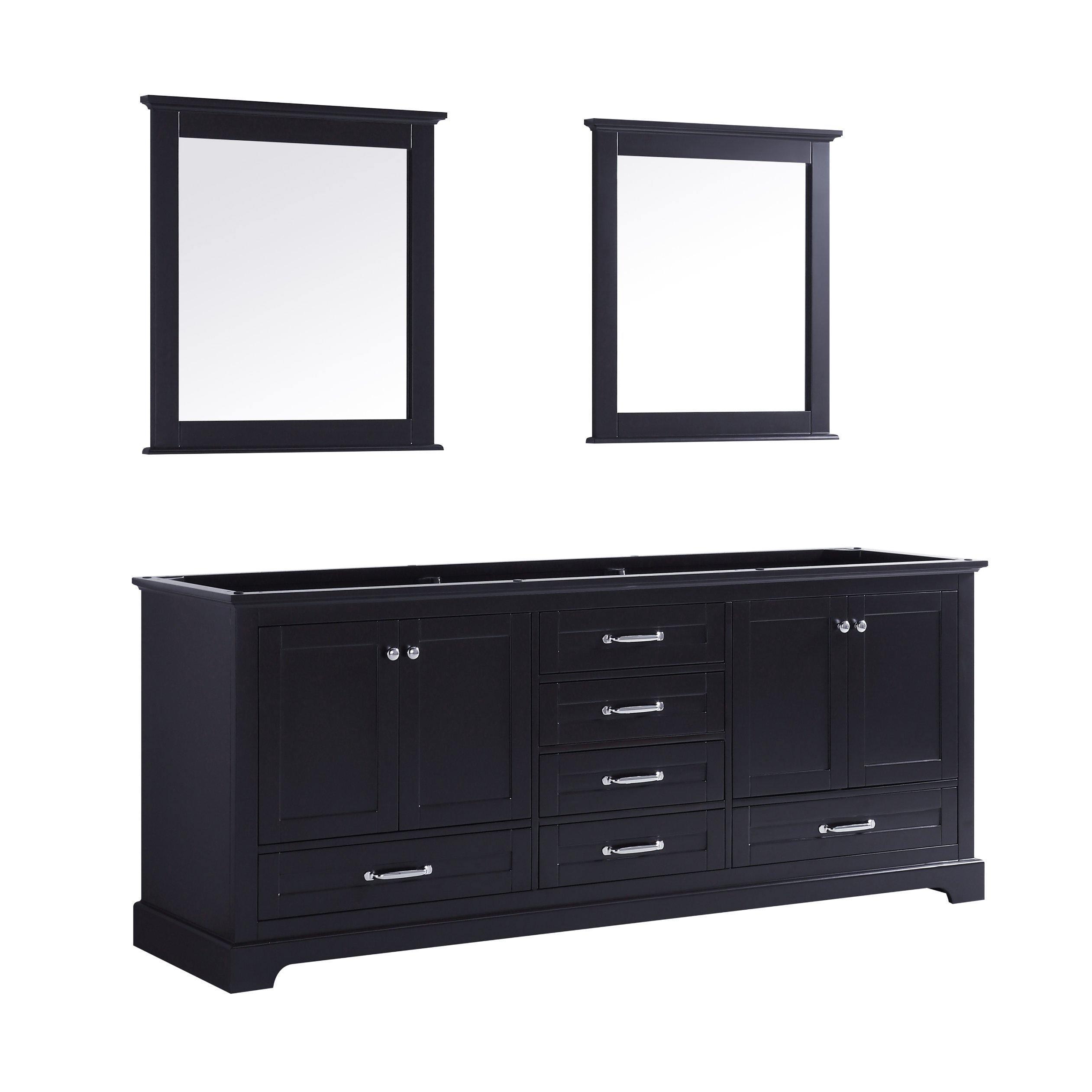 Dukes 80" White, Dark Grey, Navy Blue or Espresso Double Vanity, Available with White Carrara Marble Top, White Square Sink, 30" LED Mirror and Faucet - The Bath Vanities