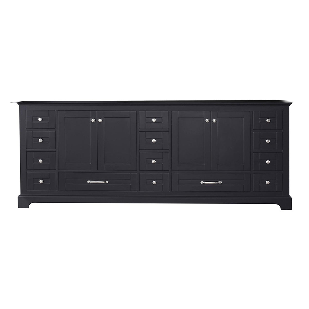 Dukes 84" White, Dark Grey, Navy Blue or Espresso Double Vanity, Available with White Carrara Marble Top, White Square Sink, 34" LED Mirror and Faucet - The Bath Vanities