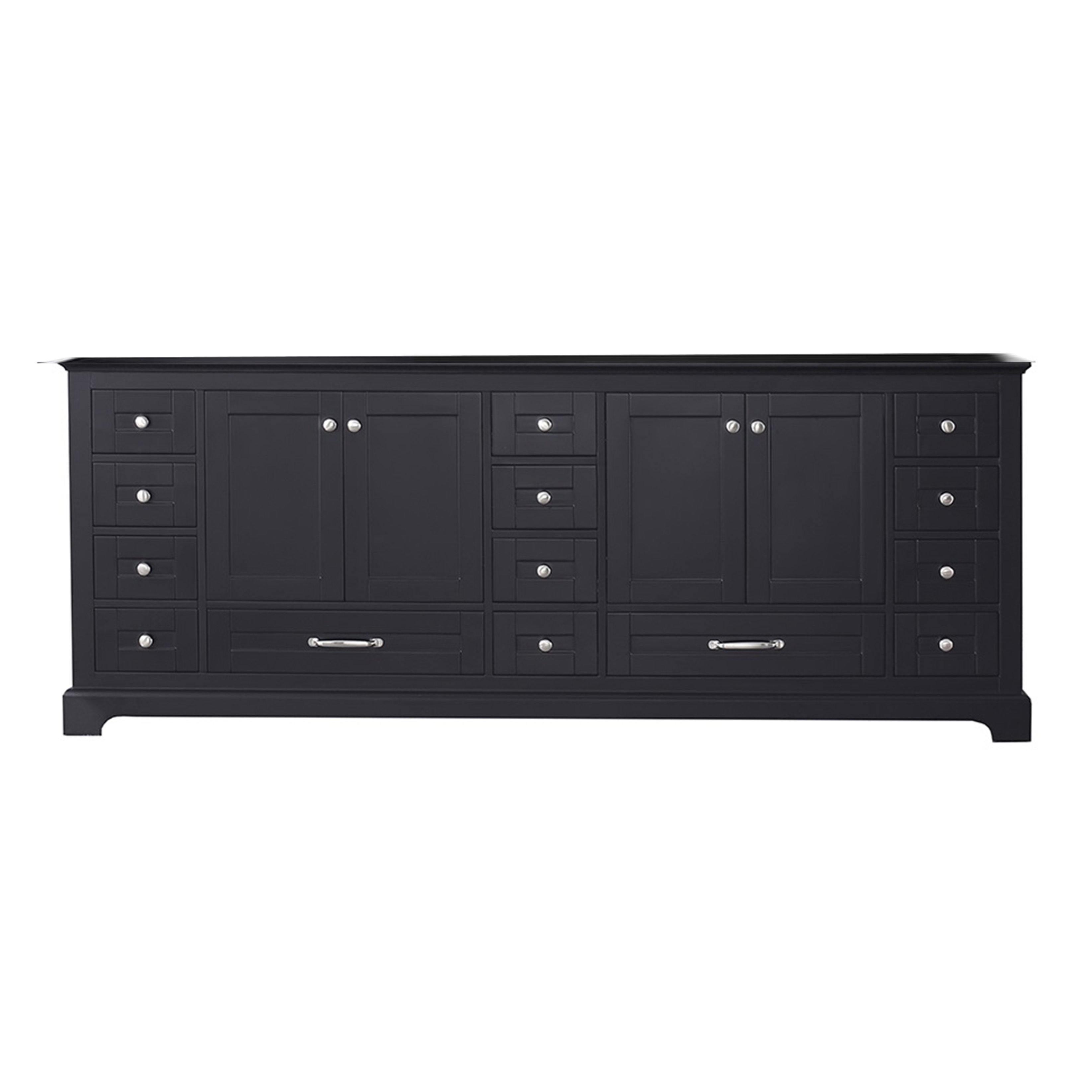 Dukes 84" White, Dark Grey, Navy Blue or Espresso Double Vanity, Available with White Carrara Marble Top, White Square Sink, 34" LED Mirror and Faucet - The Bath Vanities