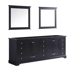 Dukes 84" White, Dark Grey, Navy Blue or Espresso Double Vanity, Available with White Carrara Marble Top, White Square Sink, 34" LED Mirror and Faucet - The Bath Vanities