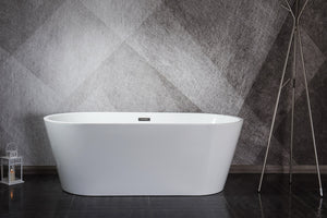 Melina Free Standing Acrylic Bathtub w/ Chrome Drain in size 59" / 63" / 67"