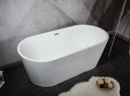 Melina Free Standing Acrylic Bathtub w/ Chrome Drain in size 59" / 63" / 67"