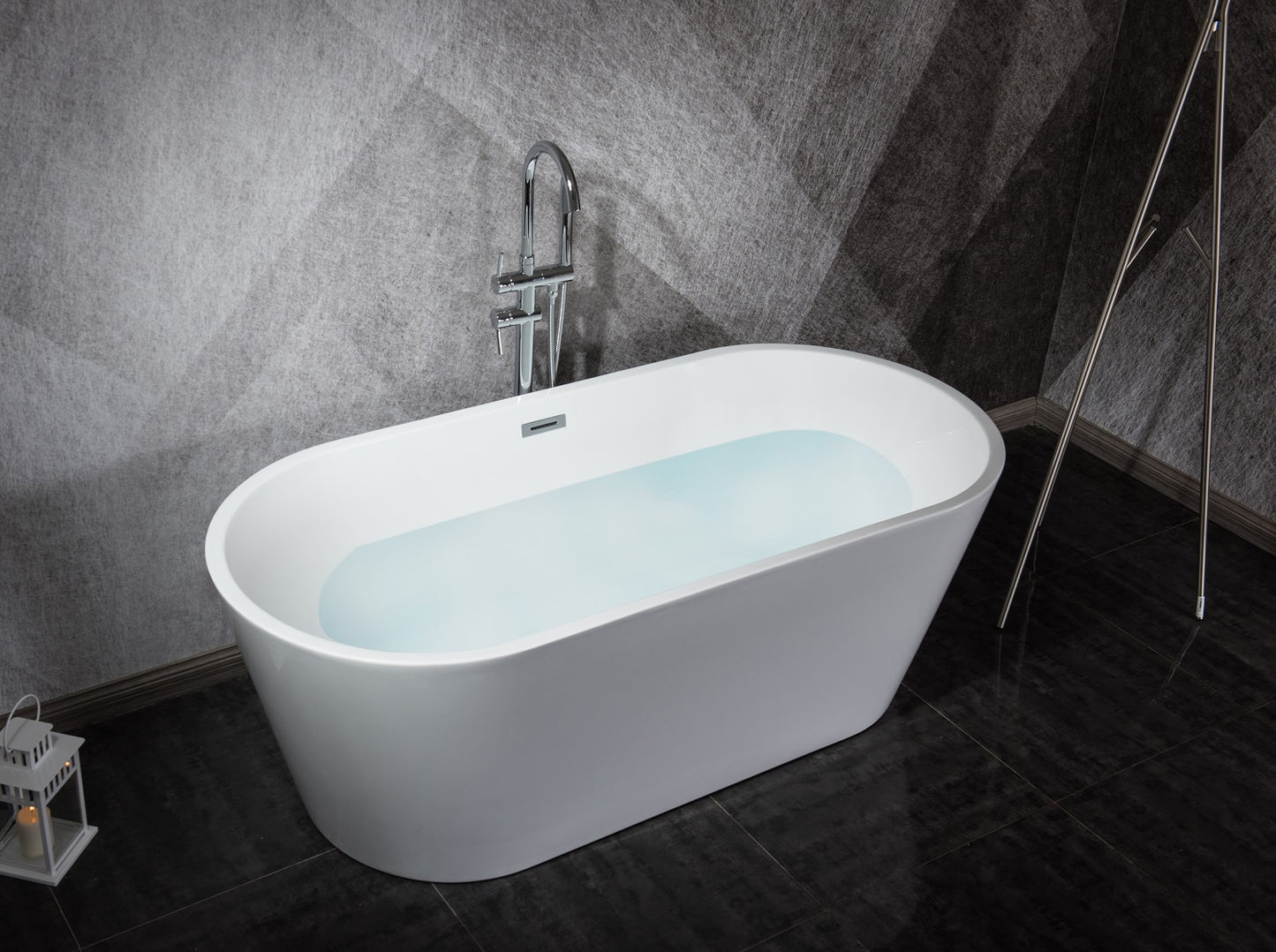 Melina Free Standing Acrylic Bathtub w/ Chrome Drain in size 59" / 63" / 67"