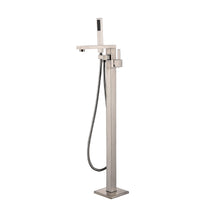 Load image into Gallery viewer, Mare Free Standing Bathtub Filler/Faucet w/ Handheld Showerwand in Brushed Nickel