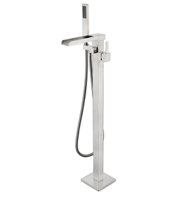 Brushed Nickel  Free Standing Bathtub Filler/Faucet w/ Handheld Showerwand - The Bath Vanities
