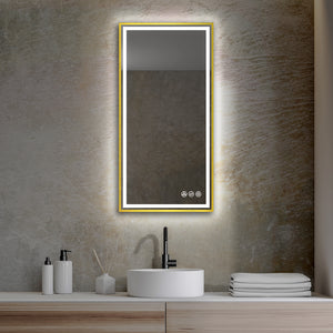 Blossom Stellar LED Mirror, 18"x36", frame Gold