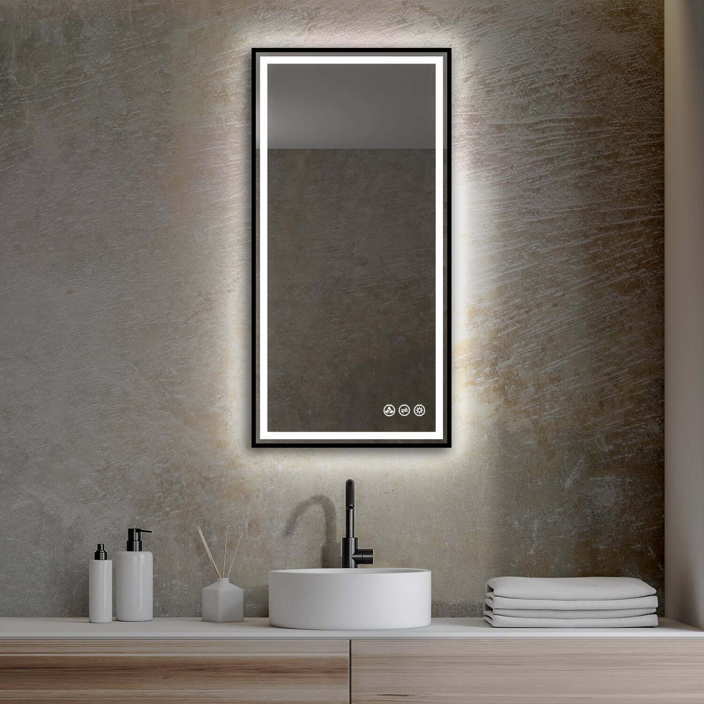 Blossom Stellar LED Mirror, 18"x36", frame Black