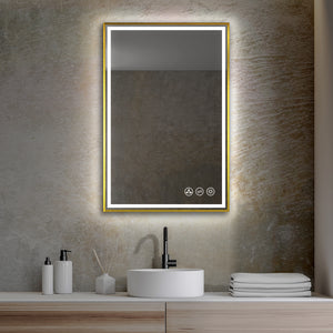 Blossom Stellar LED Mirror, 24"x36", frame Gold