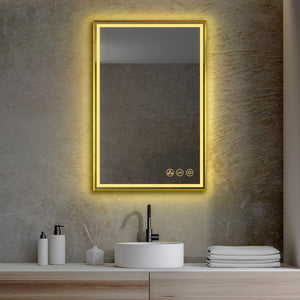 Blossom Stellar LED Mirror, 24"x36", frame Gold