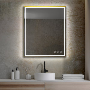 Blossom Stellar LED Mirror, 30"x36", frame Gold