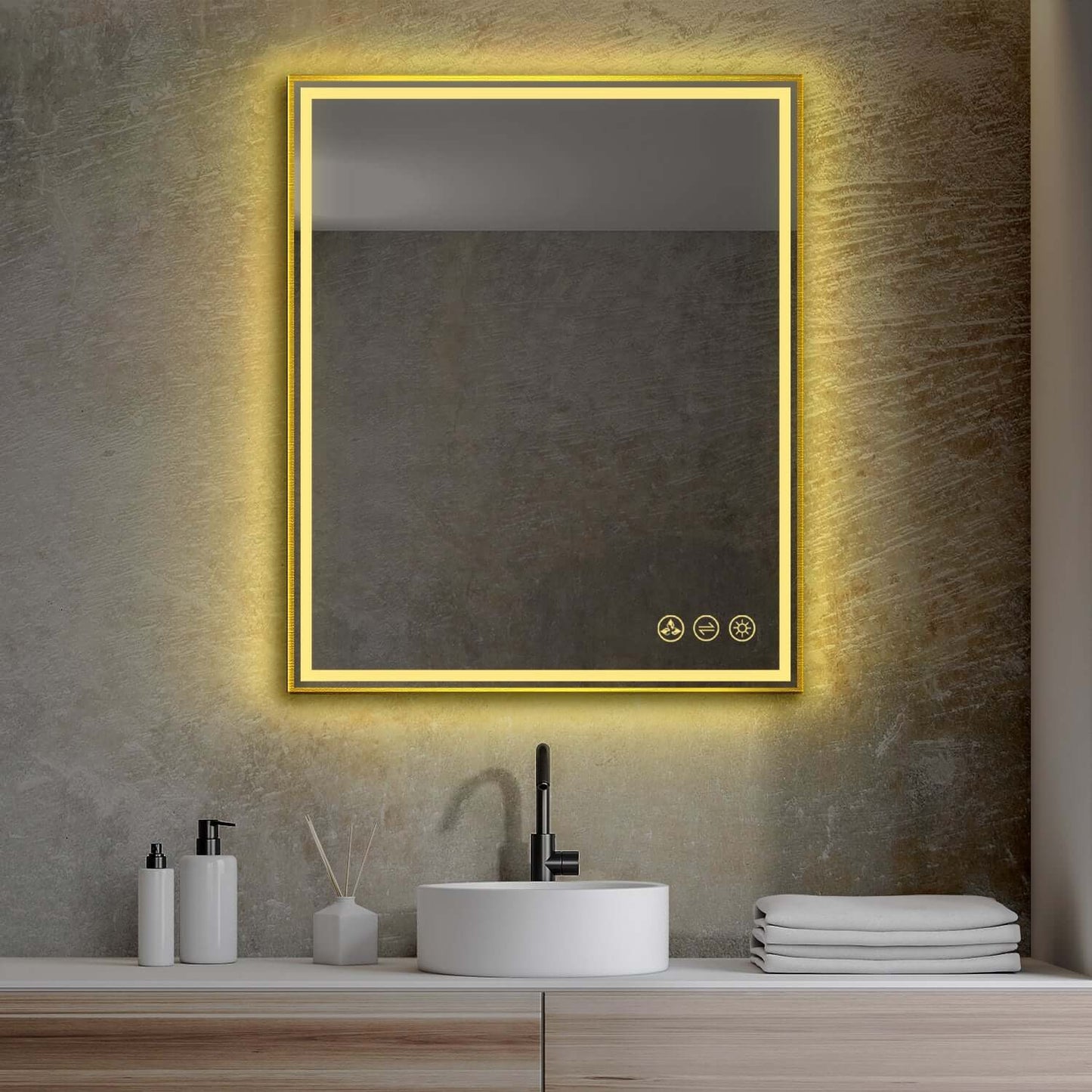 Blossom Stellar LED Mirror, 30"x36", frame Gold