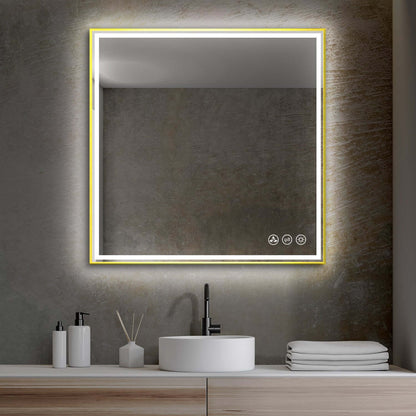 Blossom Stellar LED Mirror, 36"x36", frame Gold