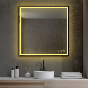 Blossom Stellar LED Mirror, 36"x36", frame Gold