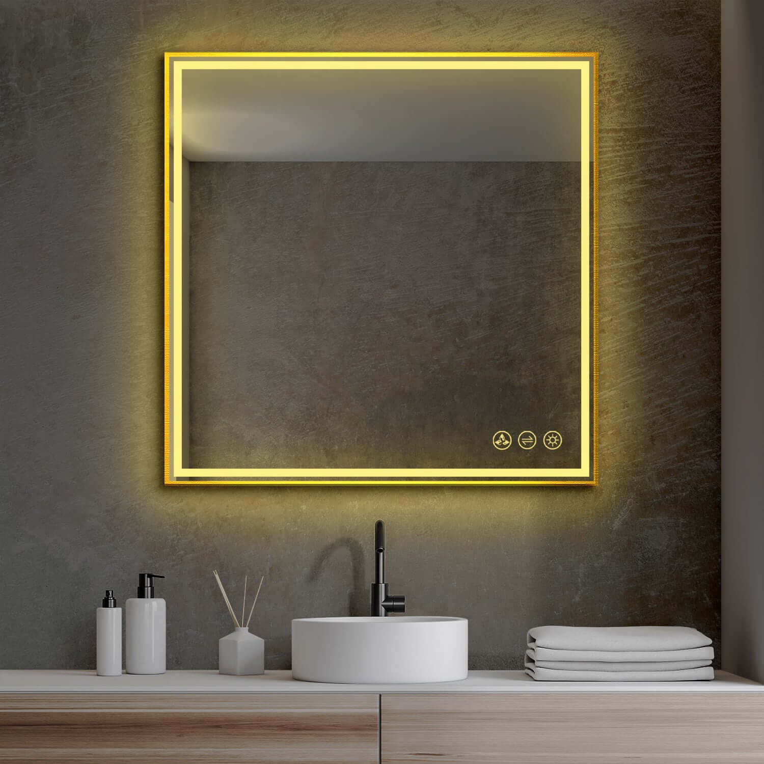 Blossom Stellar LED Mirror, 36"x36", frame Black