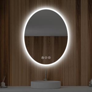 Blossom Oval LED Mirror Frosted Sideת Touch Control & Dual Mounting, 20" x 30"