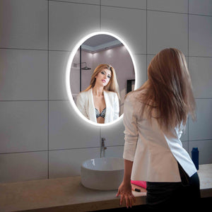 Blossom Oval LED Mirror Frosted Sideת Touch Control & Dual Mounting, 20" x 30"