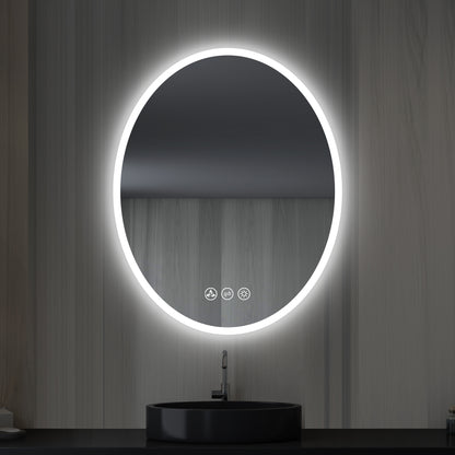 Blossom Oval LED Mirror Frosted Sideת Touch Control & Dual Mounting, 20" x 30"