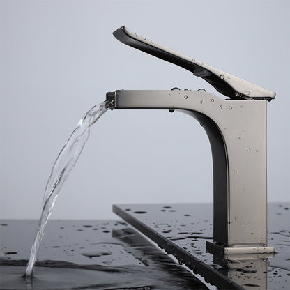 Balzani Brass Single Hole Waterfall Bathroom Faucet in Gun Metal, Black/Gold or Brushed