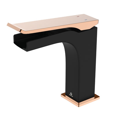 Balzani Brass Single Hole Waterfall Bathroom Faucet in Gun Metal, Black/Gold or Brushed