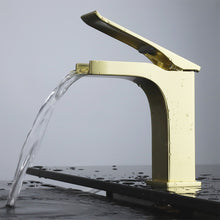 Load image into Gallery viewer, Balzani Brass Single Hole Waterfall Bathroom Faucet in Gun Metal, Black/Gold or Brushed