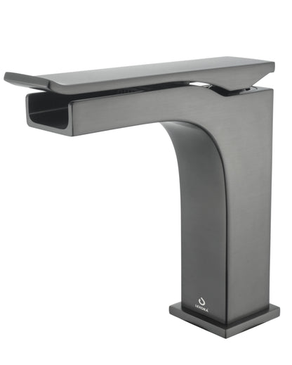 Balzani Brass Single Hole Waterfall Bathroom Faucet in Gun Metal, Black/Gold or Brushed