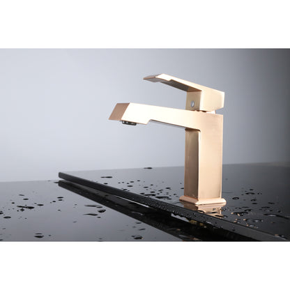 Labaro Brass Single Hole Bathroom Faucet in Chrome, Brushed Nickel or Rose Gold