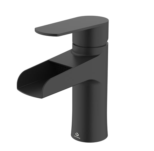 Cascata Nera Stainless Steel Single Hole Waterfall Bathroom Faucet - Matte Black - The Bath Vanities