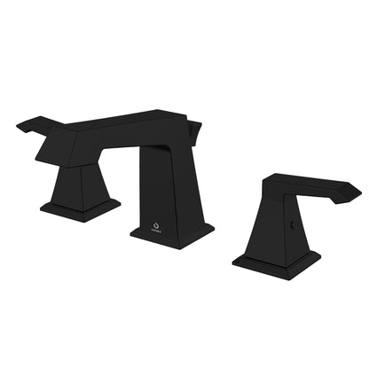 Lexora Balduina Brass 3 Hole 8" Widespread Bathroom Faucet in Matte Black - The Bath Vanities