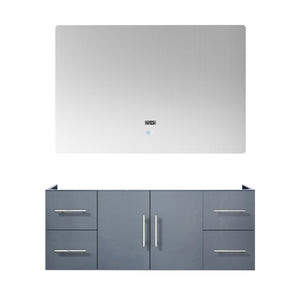 Geneva 48" Glossy White, Dark Grey or Navy Blue Single Vanity, available with White Carrara Marble Top, White Square Sink, 48" LED Mirror and Faucet - The Bath Vanities