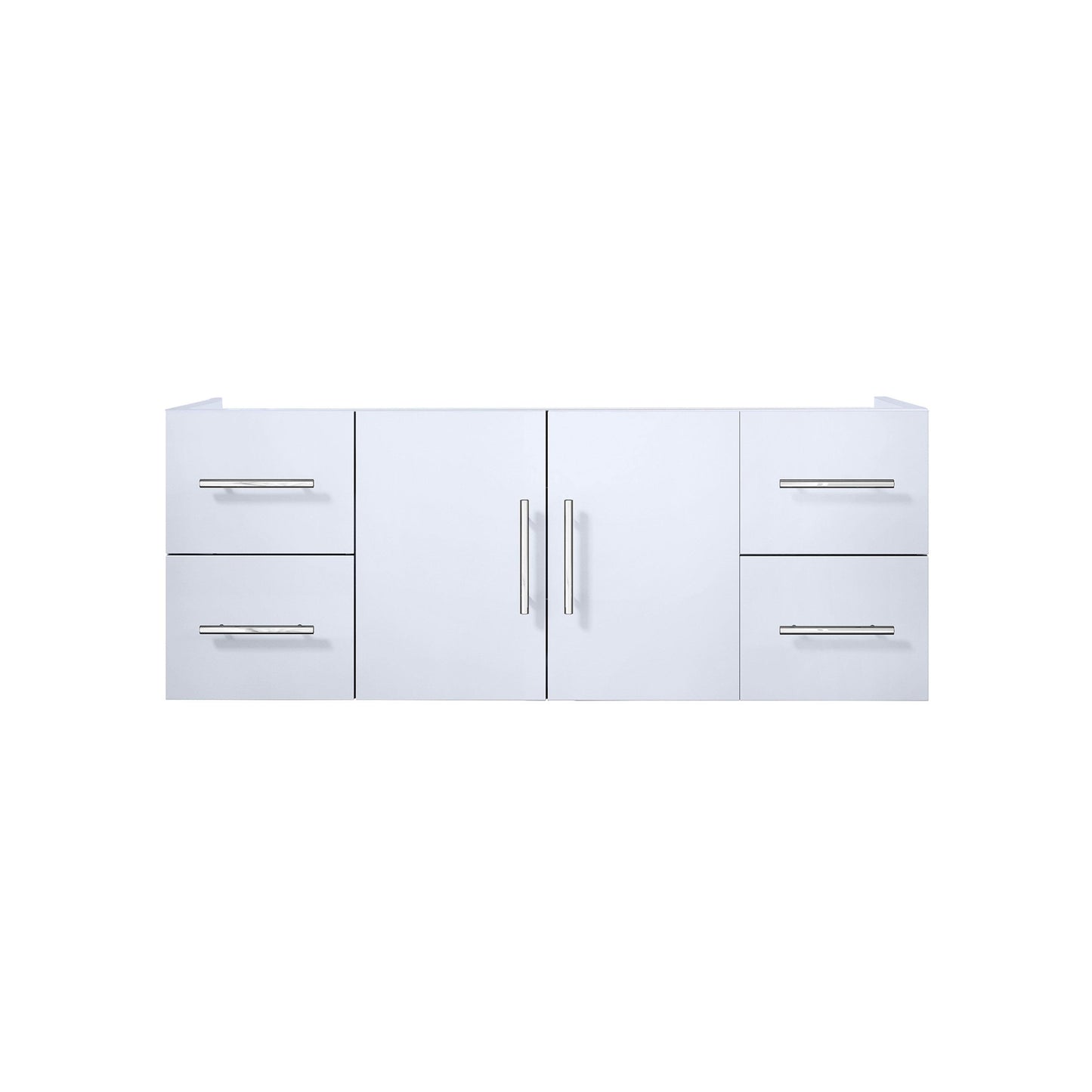 Geneva 48" Glossy White, Dark Grey or Navy Blue Single Vanity, available with White Carrara Marble Top, White Square Sink, 48" LED Mirror and Faucet - The Bath Vanities