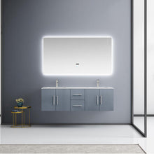 Load image into Gallery viewer, Geneva 60&quot; Glossy White, Dark Grey or Navy Blue Double Vanity, available with White Carrara Marble Top, White Square Sink, 60&quot; LED Mirror and Faucet - The Bath Vanities