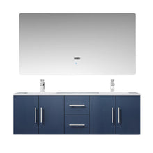 Load image into Gallery viewer, Geneva 60&quot; Glossy White, Dark Grey or Navy Blue Double Vanity, available with White Carrara Marble Top, White Square Sink, 60&quot; LED Mirror and Faucet - The Bath Vanities