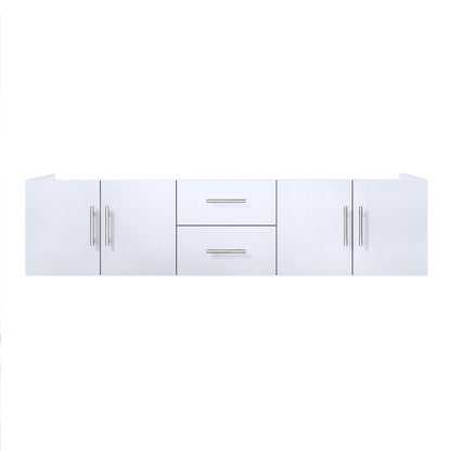 Geneva 72" Glossy White, Dark Grey or Navy Blue Double Vanity, available with White Carrara Marble Top, White Square Sink, 30" LED Mirror and Faucet - The Bath Vanities