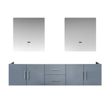 Load image into Gallery viewer, Geneva 80&quot; Glossy White, Dark Grey or Navy Blue Double Vanity, available with White Carrara Marble Top, White Square Sink, 30&quot; LED Mirror and Faucet - The Bath Vanities