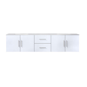 Geneva 80" Glossy White, Dark Grey or Navy Blue Double Vanity, available with White Carrara Marble Top, White Square Sink, 30" LED Mirror and Faucet - The Bath Vanities