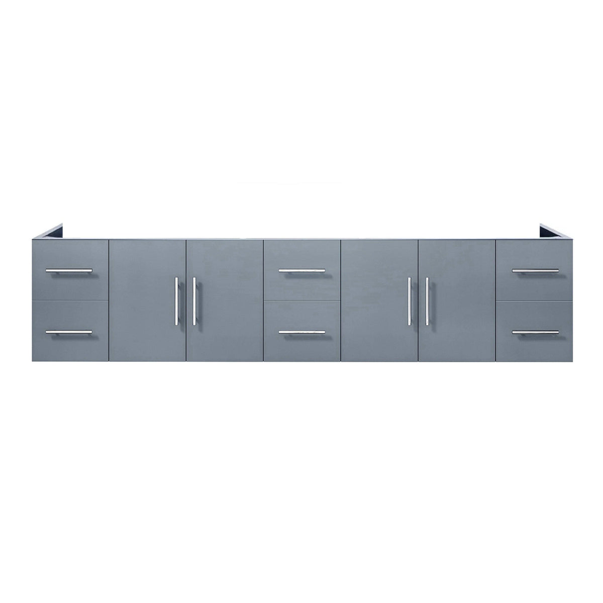 Geneva 84" Glossy White, Dark Grey or Navy Blue Double Vanity, available with White Carrara Marble Top, White Square Sink, 36" LED Mirror and Faucet - The Bath Vanities