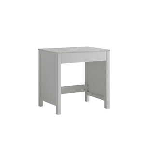 Jacques 30" Make-Up Table, White Carrara Marble Top in White - The Bath Vanities