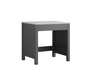 Jacques 30" Make-Up Table, White Carrara Marble Top in Dark Grey  - The Bath Vanities
