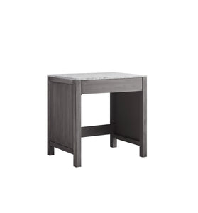 Jacques 30" Make-Up Table, White Carrara Marble Top in Distressed Grey - The Bath Vanities