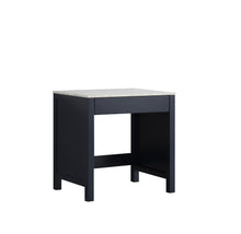 Load image into Gallery viewer, Jacques 30&quot; Make-Up Table, White Carrara Marble Top in Navy Blue - The Bath Vanities