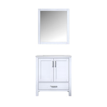 Load image into Gallery viewer, Jacques 30&quot; White, Dark Grey, Distressed Grey Single Vanity, Available with White Carrara Marble Top, White Square Sink, 28&quot; Mirror and Faucet - The Bath Vanities