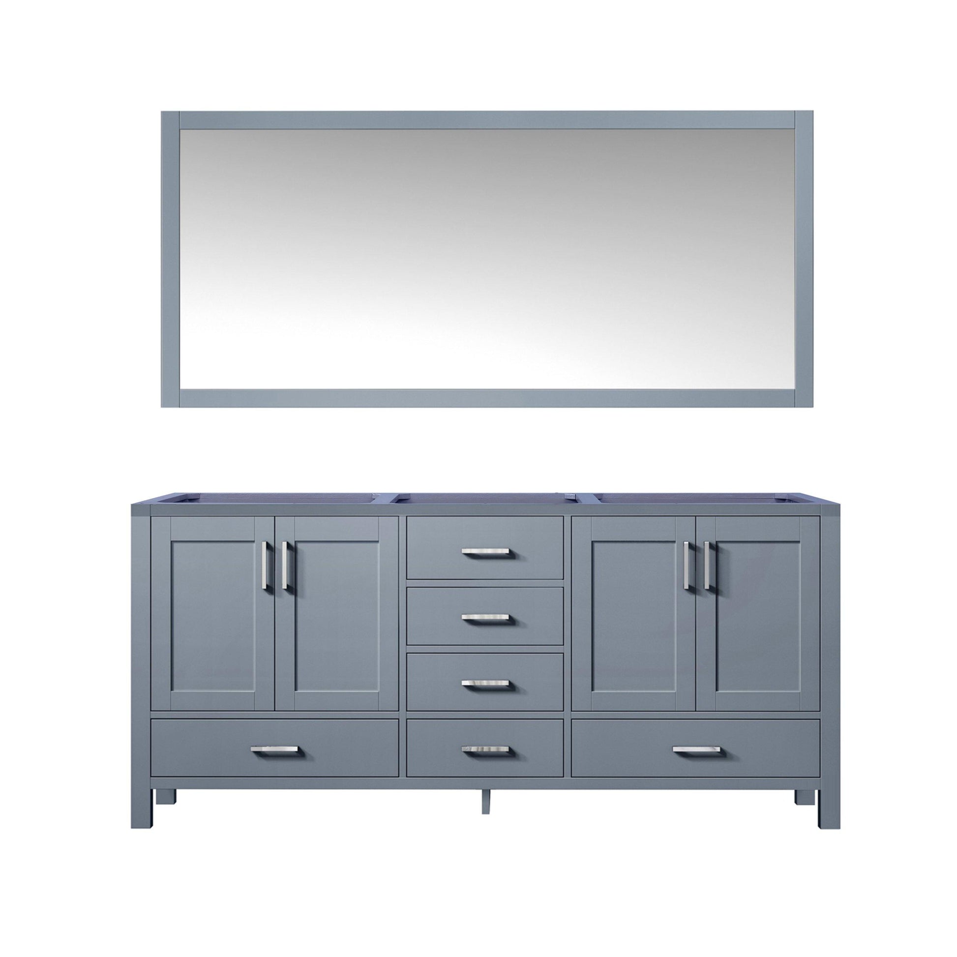 Jacques 60" White, Dark Grey, Distressed Grey Double Vanity, Available with White Carrara Marble Top, White Square Sink, 58" Mirror and Faucet - The Bath Vanities