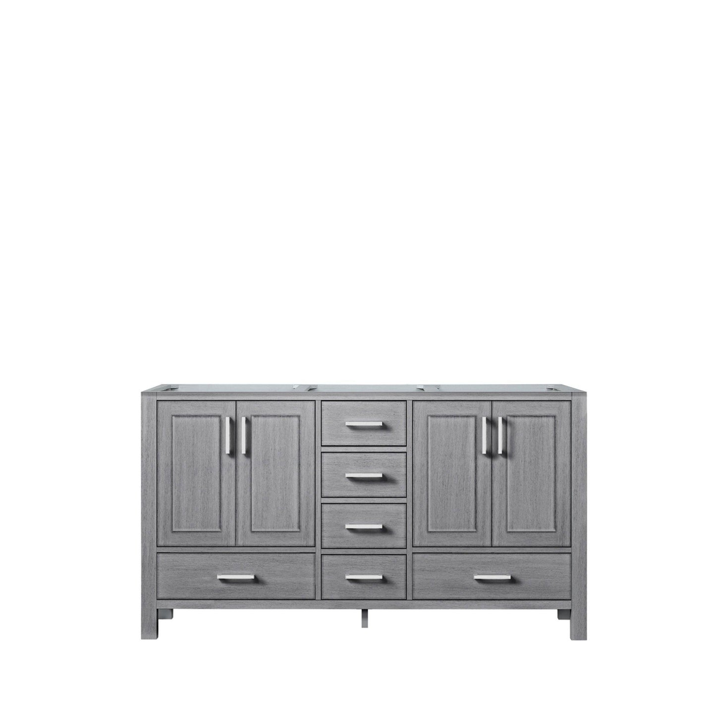 Jacques 60" White, Dark Grey, Distressed Grey Double Vanity, Available with White Carrara Marble Top, White Square Sink, 58" Mirror and Faucet - The Bath Vanities