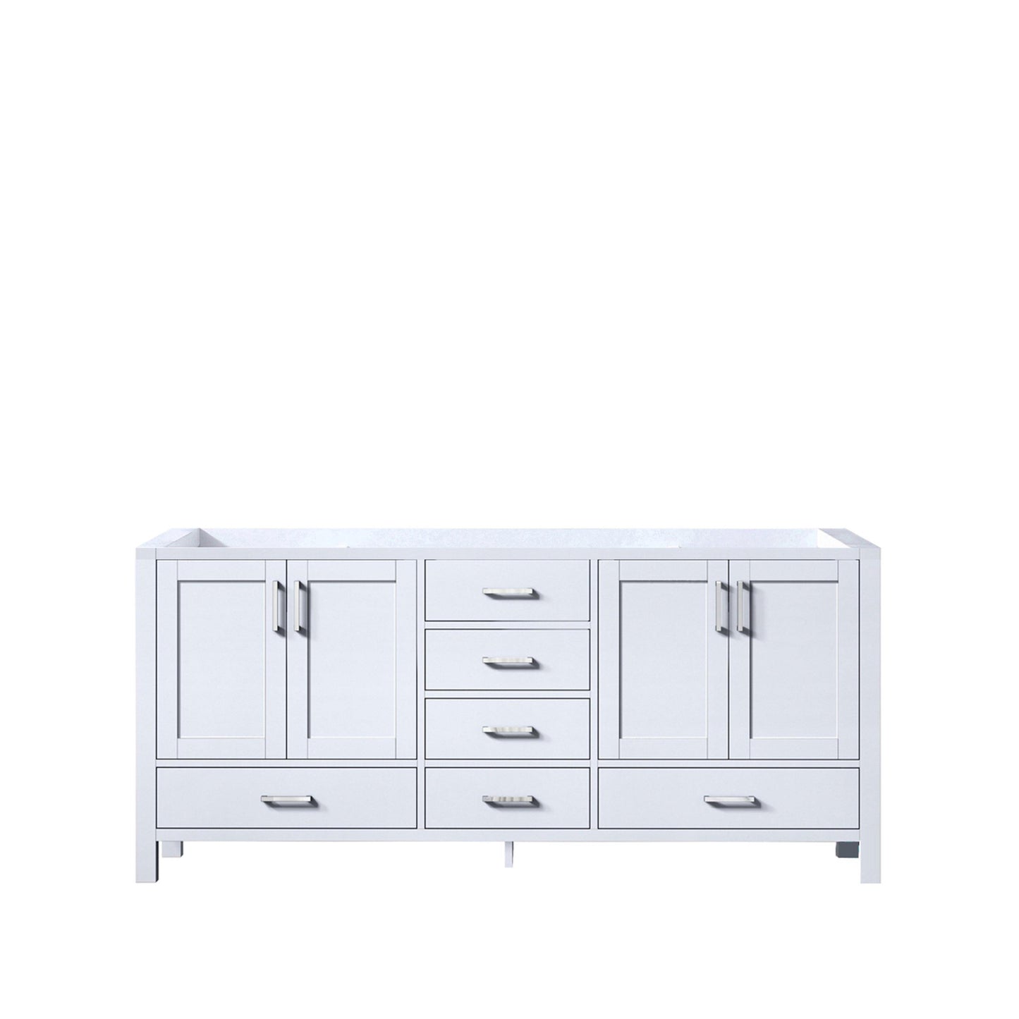 Jacques 72" White, Dark Grey, Distressed Grey Double Vanity, Available with White Carrara Marble Top, White Square Sink and 70" Mirror and Faucet - The Bath Vanities