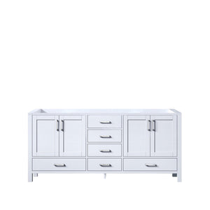 Jacques 72" White, Dark Grey, Distressed Grey Double Vanity, Available with White Carrara Marble Top, White Square Sink and 70" Mirror and Faucet - The Bath Vanities